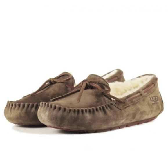 Ugg Dakota Women Suede Espresso Fur-Lined Loafers shoes flat slippers - Picture 1 of 16
